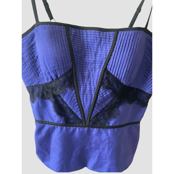 Y2k Luxe Whimsigoth Satin Lace Trim Pleated Bustier Bebe Silk Size Medium NWT - Picture 3 of 9